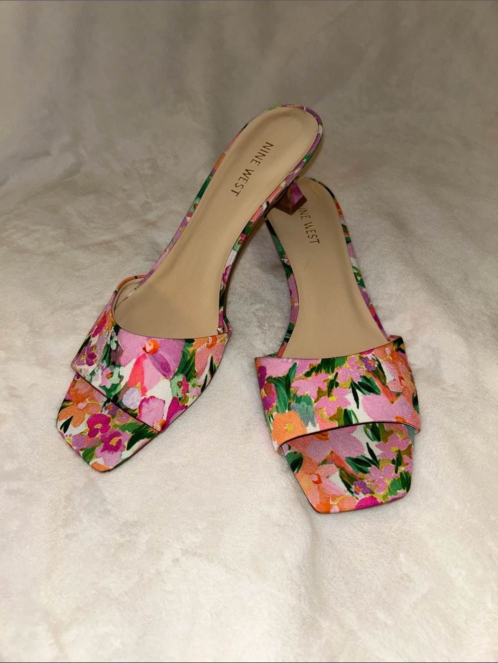 Nine West Inya Floral Pink Kitten Heels  Women’s Size 10